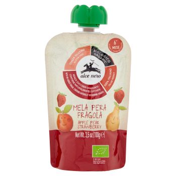 Alce Nero, organic strawberry pear apple pouch 100 g