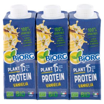 Bjorg, Soia Vaniglia Plant Protein 15g Proteine bevanda vegetale biologica 3x250 ml